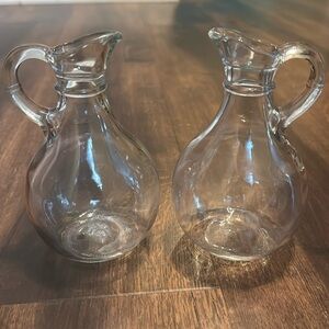 Round Glass Oil Vinegar Dressing Cruet Set of Two